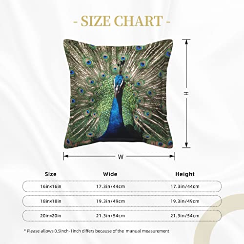 Housse de coussin paon similicuir carrée pour salon et canapé