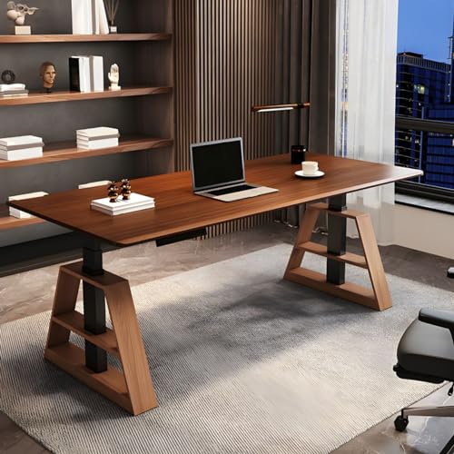 Escritorio eléctrico de pie – Escritorio de madera maciza ajustable en altura para estudio en casa y oficina