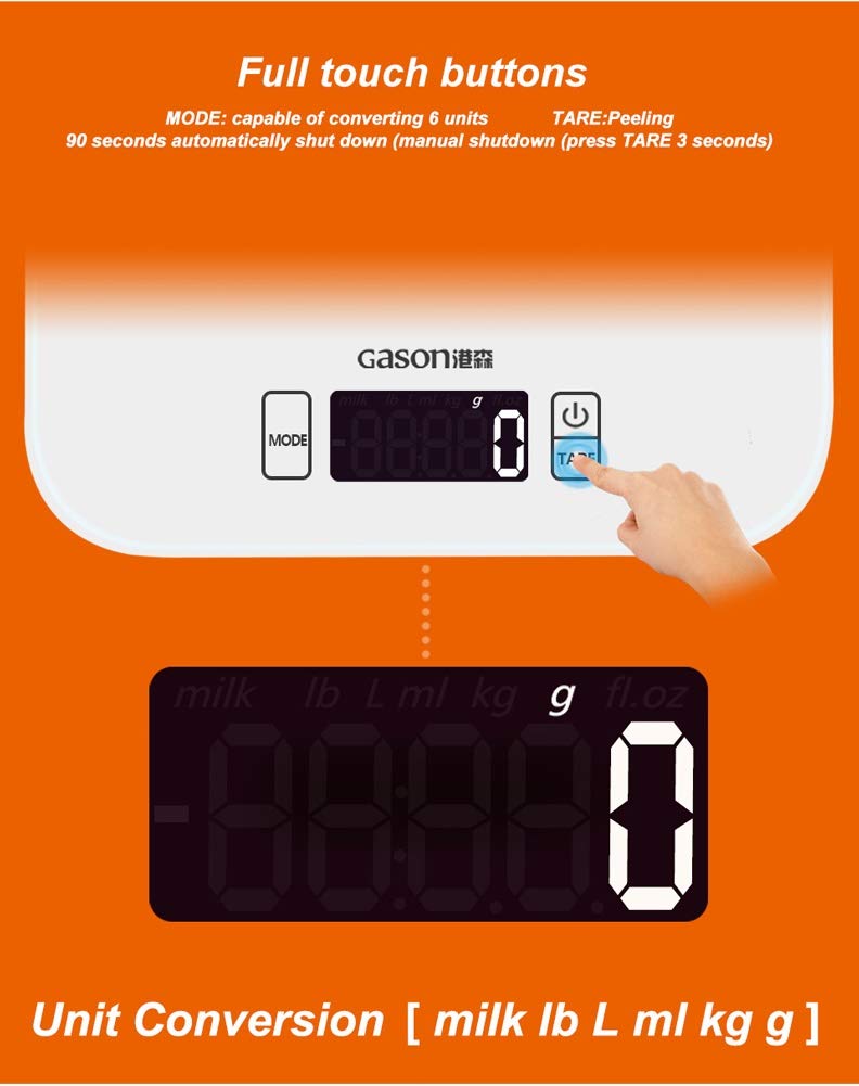 Ultradünnes Glas, 15 kg, hochpräzise digitale Küchenwaage, elektronische Haushaltswaage für Backwaren, 7 Einheiten, LCD-Display, batteriebetrieben (Farbe: Schwarz) (Weiß)