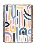 Sonemone Rainbow Curves Woven Throw Blanket Casual Blankets with Tassel Knitted Throws Cover for Cou