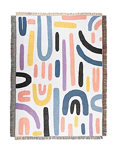 Sonemone Rainbow Curves Woven Throw Blanket Casual Blankets With Tassel Knitted Throws Cover For Couch Chair Sofa Bed Outdoor Beach Travel 50"X60", Multicolor #TOP23