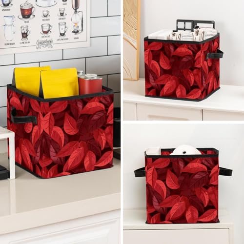 Grand bac de rangement cube pliable rouge pour étagères et placard - 8