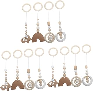 VOSAREA 12 Peças Decorar Madeira Bebê Bebê Crianças Decoração Mastigar Madeira Fio De Bebê Branco Pendurado Mordedor Bebê Mastigar Molar De Madeira Adornos Para Casa Pingente Doméstico