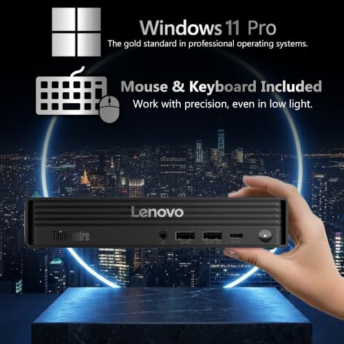 Image of Lenovo ThinkCentre Tiny M70q Gen 6, Intel Ultra Core S3 (Beats i7-13700T), 32GB DDR5, 512GB NVMe, DisplayPort, HDMI, WiFi 6E, RJ-45, Wired KB & Mouse, Win 11 Pro, AI Business Desktop - Black