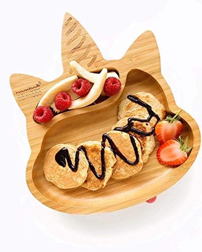 bamboo bamboo ® Baby Plate Kids and Stay Put Suction Cup Bamboo Plate for Babies and Toddlers Ideal for Baby-Led Weaning (Unicorn Lilac)