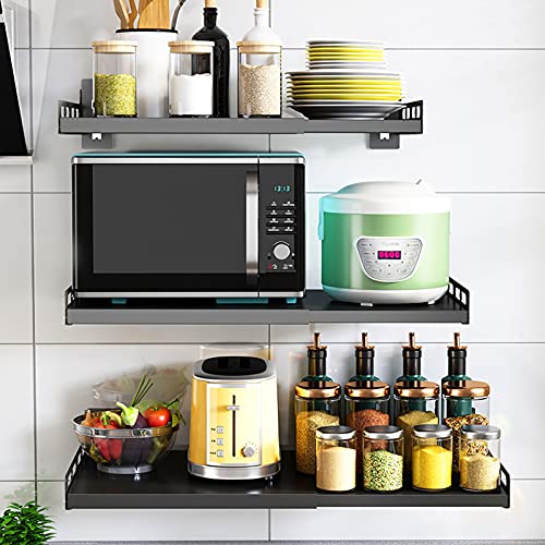 Support de rangement pour micro-ondes extensible en métal noir robuste - 6