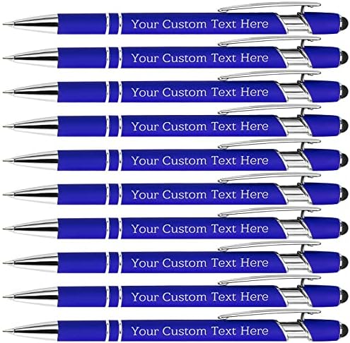 BYWEXCLESD Personalised Custom Pens Bulk Free Engraving with Name Message Ballpoint Pens with Stylus for Business Office Graduation Customised Gifts for Men Women Birthday Christmas (10 Pcs Assorted)