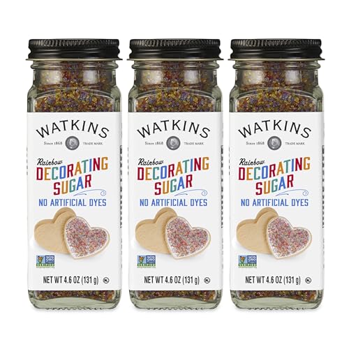 Watkins Rainbow Decorating Sugar, Non-GMO, 4.6 Ounce, Pack of 3