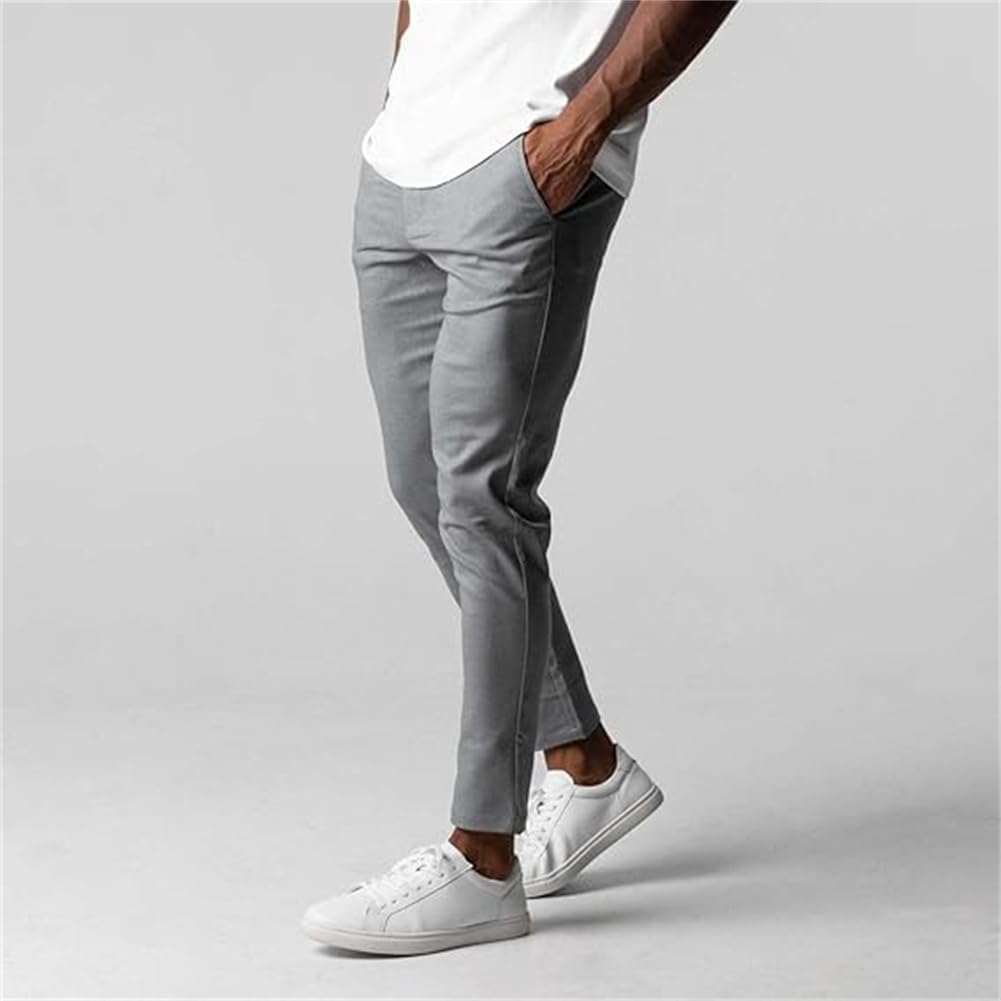 Pantalones chinos activos para hombre, pantalones de estilo de vida activos para hombre, pantalones de ajuste holgado, piernas rectas elásticas