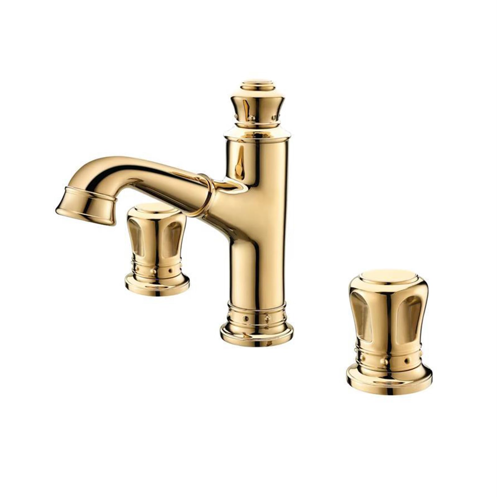 ZYCHSJXA 3 Hole Taps for Bathroom Basin Gold Double Lever Pull Out Tap Sink with Faucet