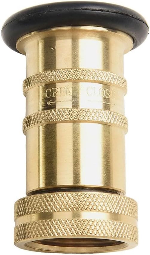 Fire Hose Brass Nozzle Spray with 1" NH/NST Thread, 100 psi 36 GPM Fog for Firefighting, Gardening, Car Washing, Outdoor Watering Equipment