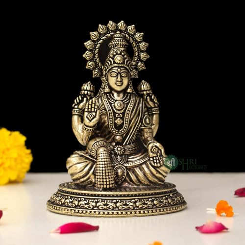 Image of INDICAST Handcrafted Brass Goddess Laxmi Statue for Home Temple | 2.5 inch Maa Lakshmi Figurine Idol Murti Sacred Symbol of Wealth | Perfect for Rituals & Gifting (Weight- 80gm)