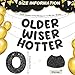 Fulmoon Set of 3 Pre Strung Older Wiser Hotter Glitter Banner Funny Birthday Banner for Women 30th 40th 50th 60th 70th 80th Birthday Party Decorations Sign Gift(Black)