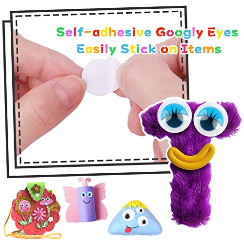 Hoiny Selbstklebend Wackelaugen 700 Stück, 4mm-12mm Wiggle Googly Augen Kunststoff Puppe Augen, Kulleraugen Selbstklebend für DIY Scrapbooking Handwerk (Weiße/Farbe)