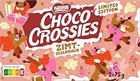 Nestlé CHOCO CROSSIES Zimt, knusperleichte Flakes und knackige Mandeln umhüllt von zartschmelzender weißer Glasur und Zimtgeschmack, 1er Pack (à 2 x 75g)