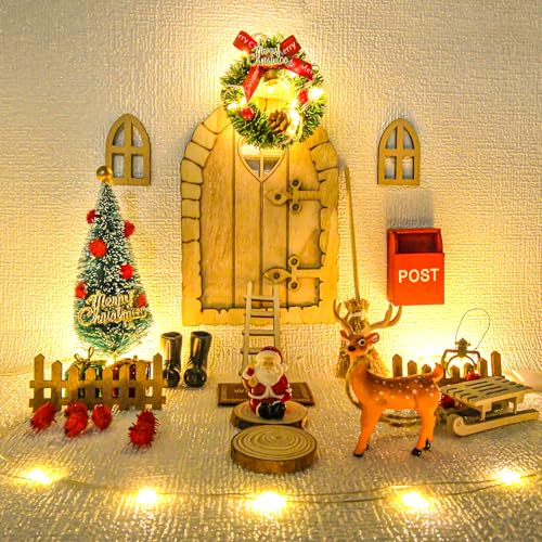 Wichteltür Set Wichtel Zubehör Weihnachten, 46Pcs Weihnachtswichtel...