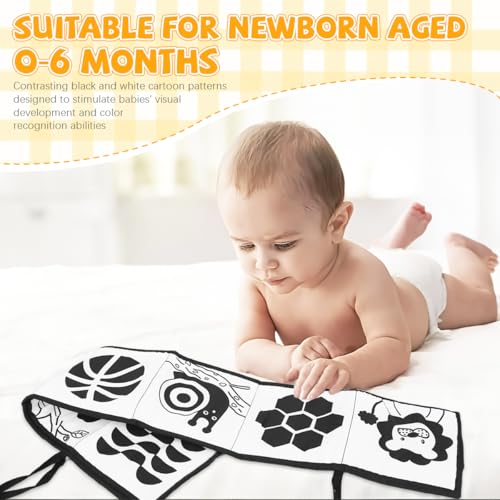 Image of SNOWIE Soft High Contrast Black White Cloth Book Crinkle Sensory Tummy Time