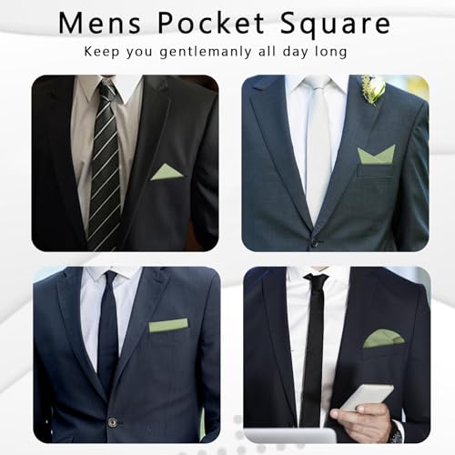 Image of White Pocket Squares for Men, Mens Linen Cotton Handkerchiefs with Pocket Square Holder for Daily Wedding Banquet