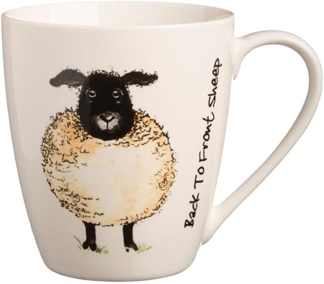 Price & Kensington Back to Front Sheep Fine China Mug, White, 350ml, 0059.131