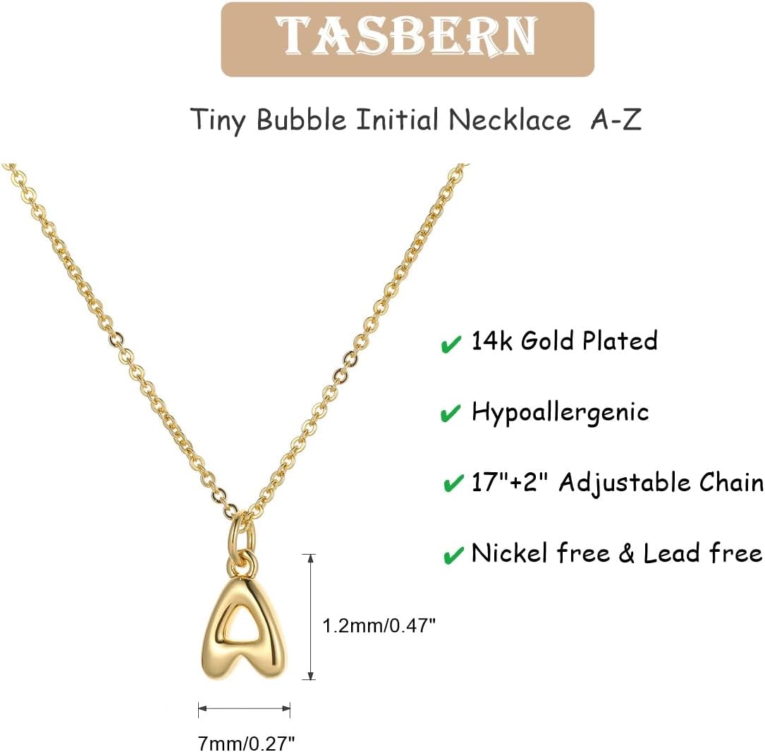 Bubble Initial Necklace for Women Tiny Letter Necklace 18K Gold Plated A-Z Alphabet Letter Necklace Minimalist Dainty Jewelry Birthday Gift for Her - Image 4