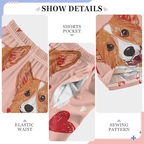 Corgi Dogs with Love Boys Long Pants Soft Trousers Elastic Waist Kids Lounge Bottoms with Pockets S-XL4