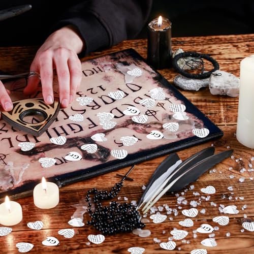 Image of Marspark 1200 Pcs Book Page Heart Confetti 1 Inch Vintage Newspaper Wedding Table Confetti Novelty Party Decorations for Book Themed Party Decor Birthday Photo Prop Bridal Shower(White)
