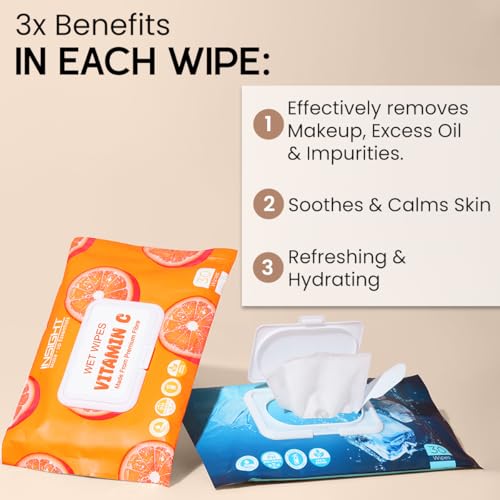 Image of INSIGHT Wet Wipes Vitamin C - 30 Refreshing Facial Sheets| Soft & Alcohol-Free|Removes Dirt & Oil|Gentle on Skin|Paraben-Free|For All Skin Types