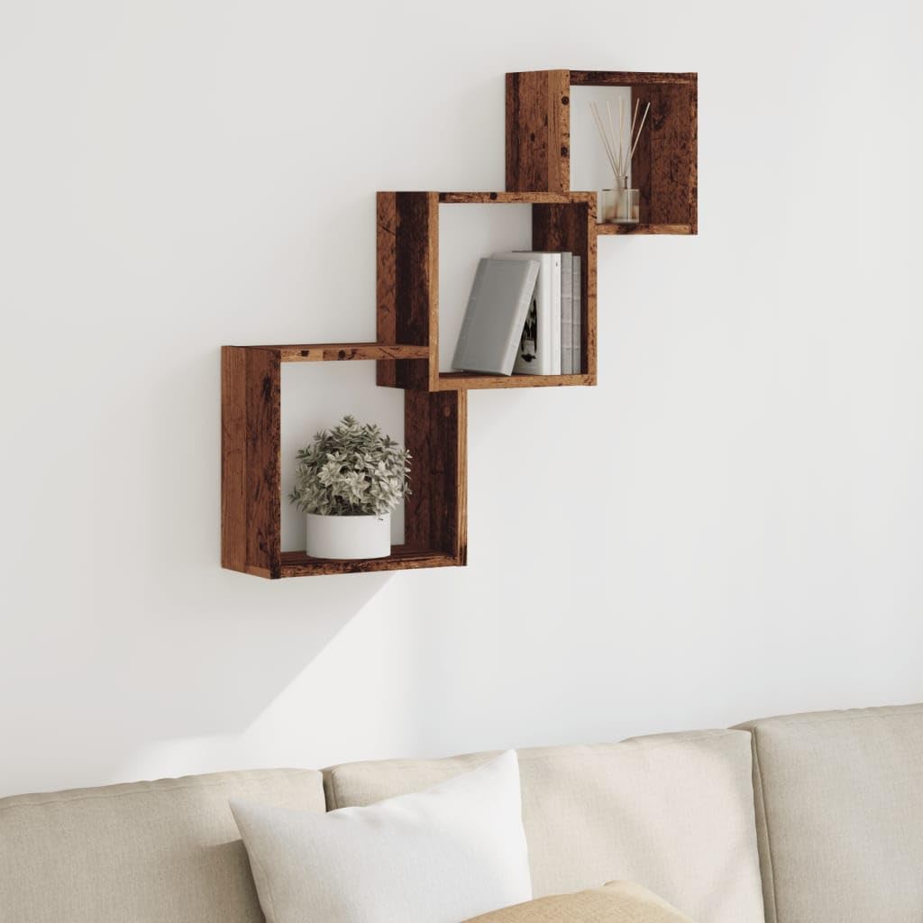 vidaXL Étagère Murale en Forme de Cube Vieux Bois Bois d'ingénierie