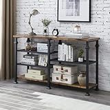 Hombazaar Industrial Sofa Table, 3-Tier Vintage Long Console/Entry Table with Storage Shelf for...