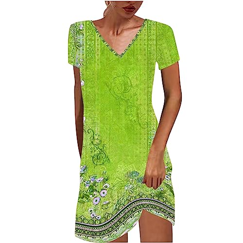 Prime Shopping Online Summer Dresses for Women Boho Floral Print T-Shirts Dress Short Sleeve...