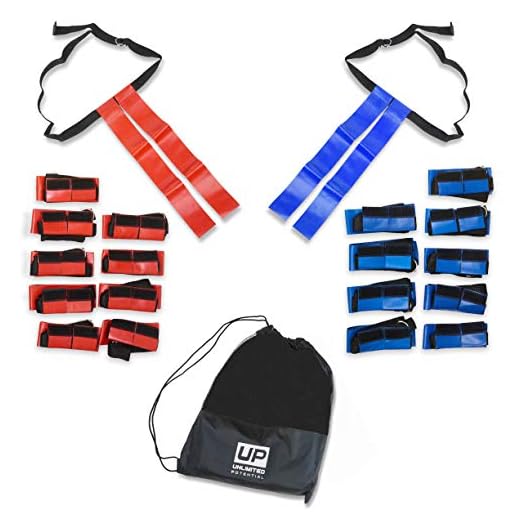 Tag Belts With Flags- Flags of Vinyl Fabric With Belts and Hook-and-Loop Fasteners (10 Red and 10 Blue Belt Sets) - Great For Flag Football