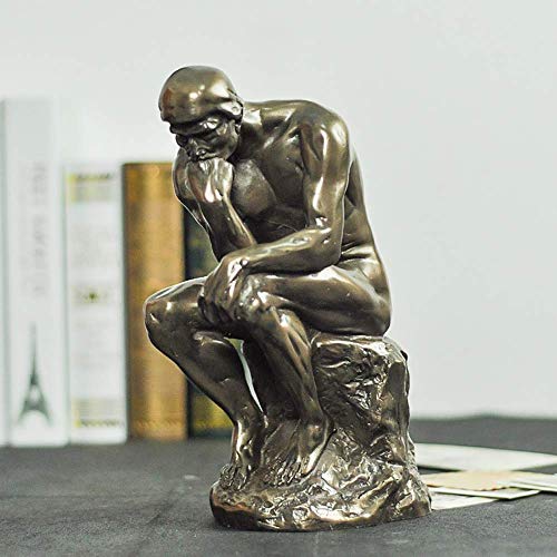 WLVG Décorations d'art de Bureau pour l'étude de café de Bureau de Salon, Artisanat de Statues de penseur en Bronze, Sculptures Faites à la Main par Auguste Rodin Bronze 20x10x8cm (8x4x3inch)