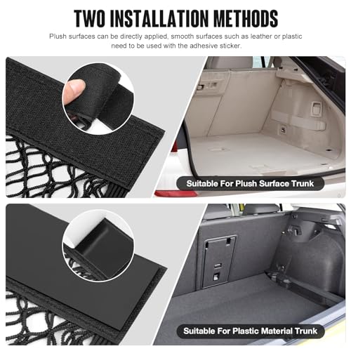 TOBWOLF 2PCS 25x40cm / 9.8x15.7in Universal Mesh Cargo Net with Tape Stickers, RV Storage Mesh Net, Elastic Car Storage Net RV Netting Pocket, Wall Sticker Add on Pouch Bag for RV, Car Trunk