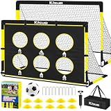 Kids Soccer Goal for Backyard Set - 2 of 6x4 ft Soccer Goals Net Training Equipment, Soccer Nets for Kids Age 3-5 6-8 8-10 10-12, Ball, Targets for Toddler Kid Youth Soccer Games Sports Outdoor Play