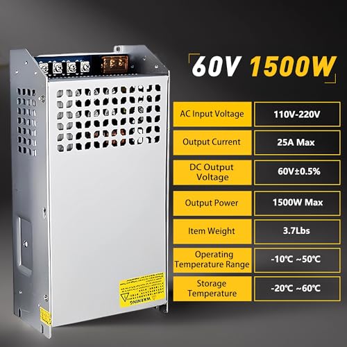 Conversor CA para CC 110V para 60V 25A 1500W conversor de energia, AC 110V 220V para DC 60V fonte de