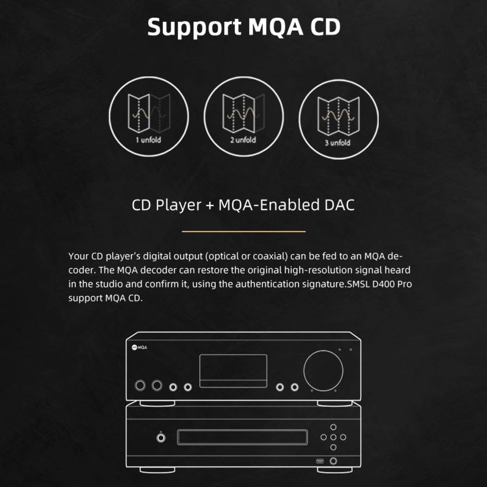 Decodificatore audio SMSL D400PRO MQA, chip AK4191 + AK4499EX, filtro digitale 7 modalità, DSD512, XMOS XU316, gli utenti possono aggiornare autonomamente il firmware (con telecomando)