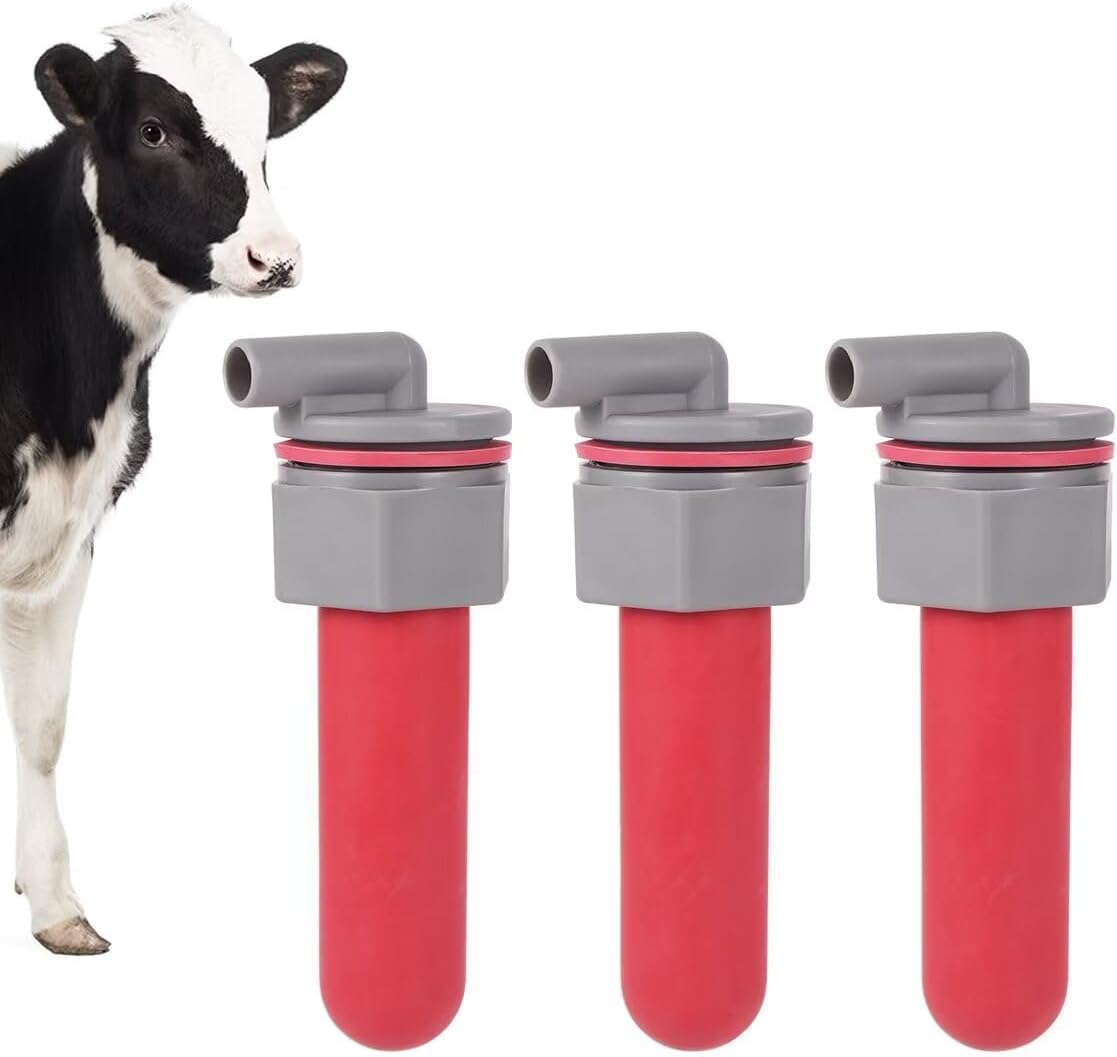 3PCS Calf Feeder Pacifier with Fixed Base for Feeding Milk Bucket Cow Nipple Calves Teats Soft Rubber Feeding Teats for Cattle Horse Donkey (Style-2)