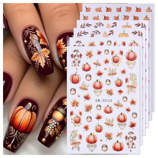 Fall Nail Art Stickers Autumn Leaf Pumpkin Nail