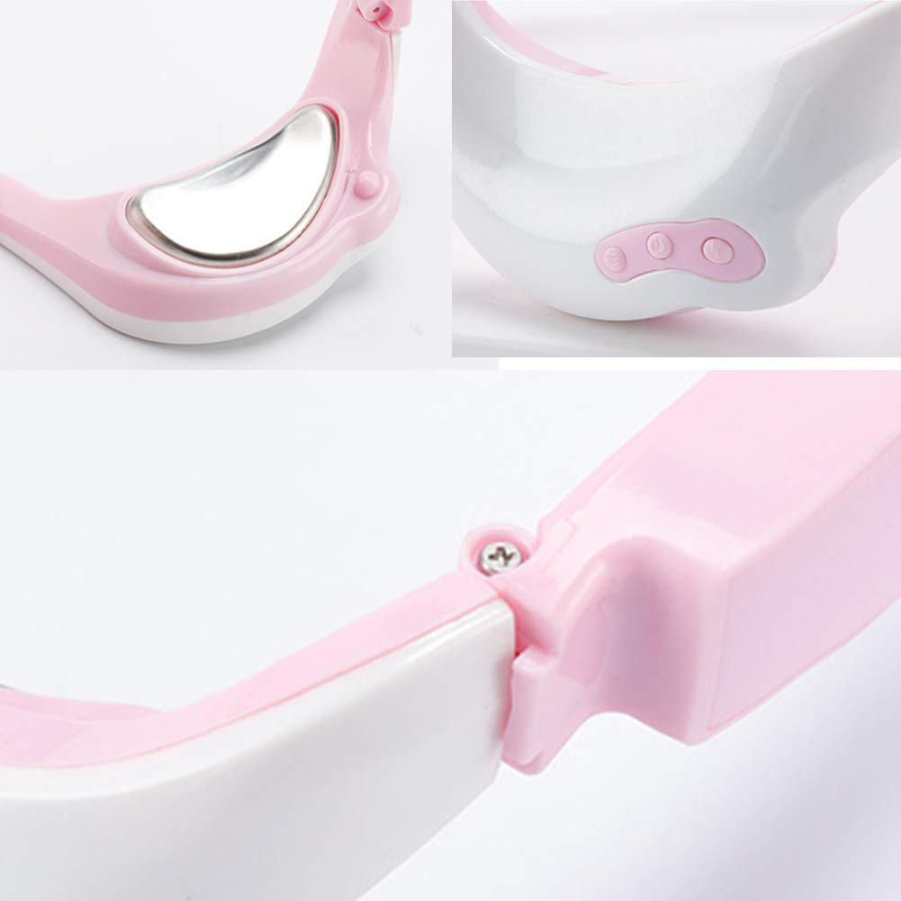 Masajeador de Ojos con Calor y Choque Masaje de Ojos Recargable para Dolor de Cabeza Alivio del Estrés Ojo Relajarse Viajes Oficina Hogar Coche (white)