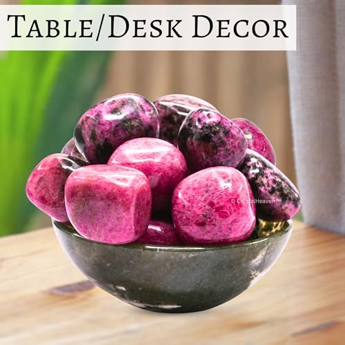 Image of Certified Rhodonite Crystal Healing Tumbled Stone, Natural Polished Crystals for DIY Crafts, Manifestation, Meditation, Pooja Feng Shui and Reiki Healing (30 Grams)