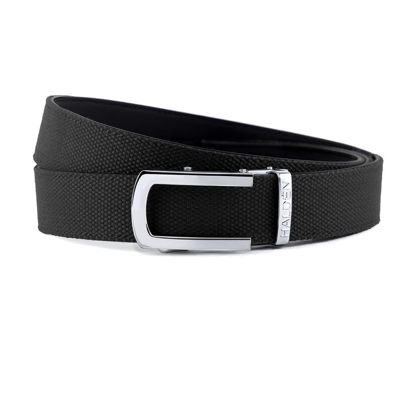Image of HALDEN Canvas Leather Belt For Men with Magnetic Auto Lock Buckle, Adjustable Strap, Fits Up to 44 inch Waist, Stylish & Durable Belt for Daily Wear