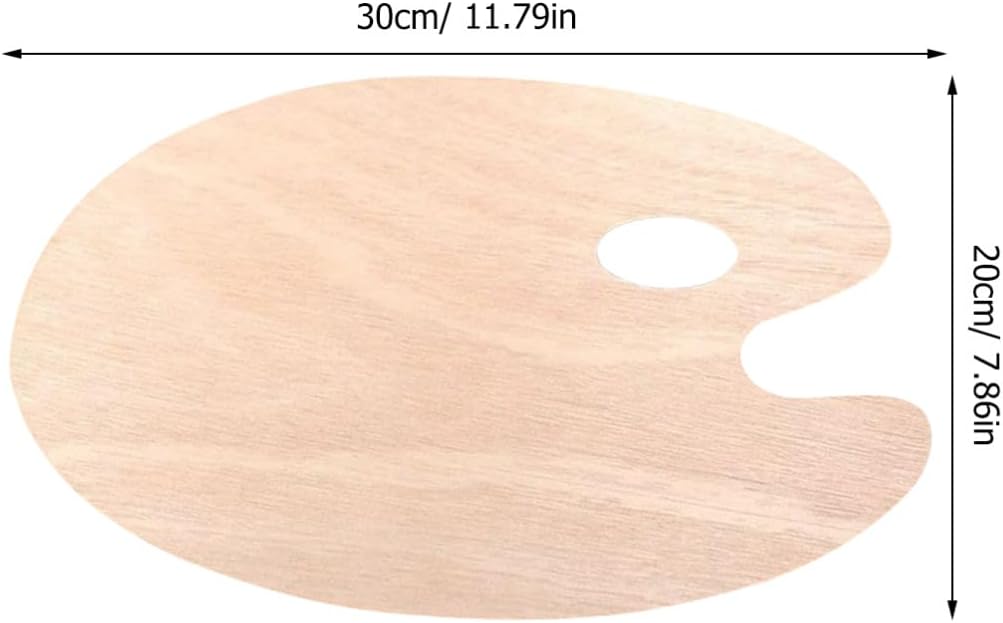 HOMSFOU Wooden Oval Color Mixing -Friendly Art Paint Tray for Acrylic Oil and Watercolor Lightweight Design for Students and Artists School and Home Use