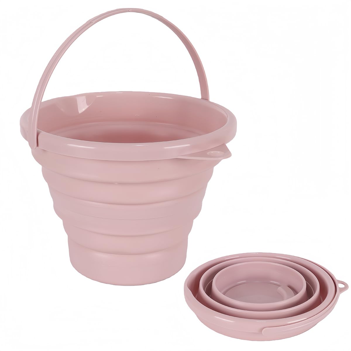 DUZEPA 3L Folding Bucket, Cleaning Bucket, Foldable, Sandcastle Beach, Foldable Water for Outdoor Fishing，Pink