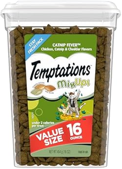 Temptations MixUps Catnip Fever Flavor Crunchy and Soft Cat Treats, 16 oz. Tub