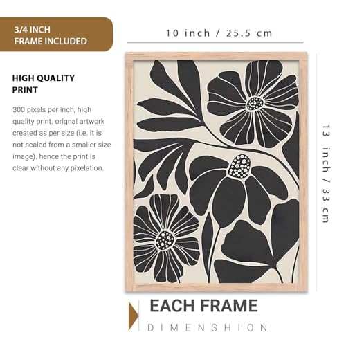 Image of kotart Abstract Botanical Art Home Decoration Painting | Floral Paintings With Frame For Living Room Bed Room Hotel Wall Decor Digital Reprint Set of 3 (10X13 inch)