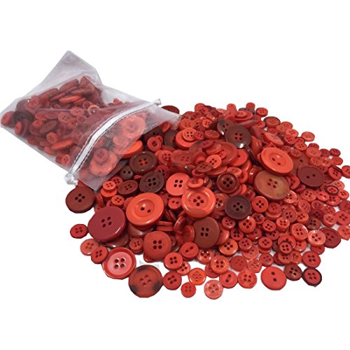 levylisa Assorted Red Buttons Mix, Small Medium Kids and Children Red Buttons in Red Color, Sewing, Dark Red Buttons for Arts and Crafts, Blood Red Color Buttons 500 PCS