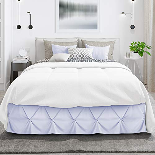 Image of Nestl Ice Blue Bed Skirt Cal King Size, Pinch Pleat Cal King Bed Skirt, 14 inch Inch Drop Cal King Bedskirt, Hotel Quality Ice Blue Bed Skirts, Premium Microfiber Cal King Size Bed Skirts