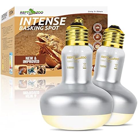 REPTI ZOO 2 Pack Heat Lamp 100W, Intense Basking Spot Simulated Natural Sunlight Heating Lamp Bulb, Heat Emitter UVA Heat Lamp Bulb for Reptile Chickens Pet Brooder Cover