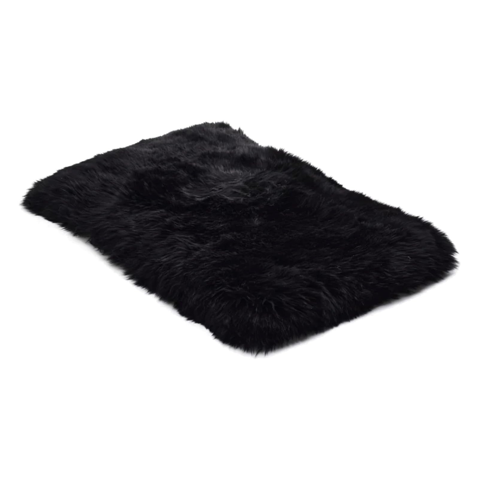 Curly Wool Sheepskin Pet Bed – 100% Genuine Natural Sheepskin for Cats and Dogs – Soft, Plush, Warm, Breathable, Durable, Odour-Resistant and Easy to Clean Luxury Pet Cushion - Medium/Black