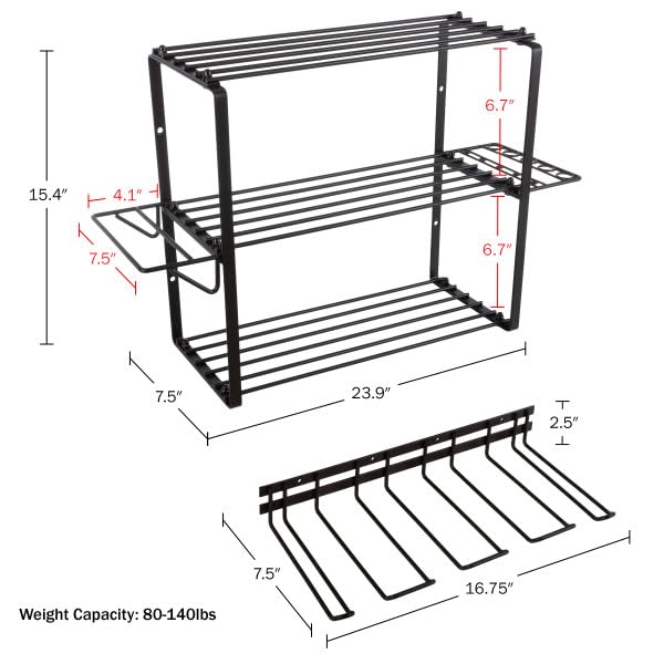 Image of Power Tool Organizer - 4-Tier Garage Shelving Unit with 140lb Max Capacity - Wall Mount Garage Storage System for Tools by Stalwart